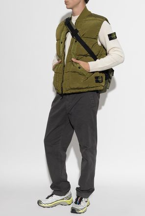Stone Island Quilted Vest With Logo Patch, Mens, Green