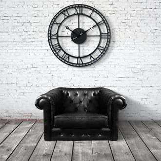 OEM Reloj De Pared Grande De Metal Negro De 80 Cm