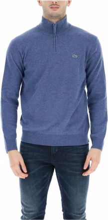 Lacoste Trui met halve rits - Heren - Coltruien - Blauw - S - Wol - Truien & Vesten