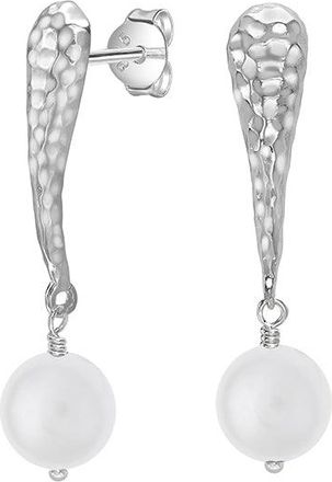 Dower & Hall 10mm White Freshwater Pearl Teardrop Drop Earrings