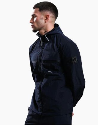 Marshall Artist Mens Marshall Artist Sicuro Hooded Overshirt Navy - Size: 40