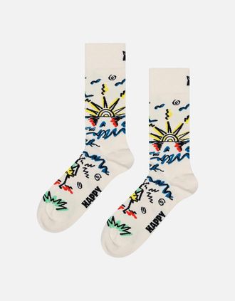 Happy Socks Womens Surfer Socks, White - Size: 9.5/12.5/12/11.5/11/10.5/10/13/9/8/8.5