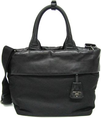 Prada Tessuto Black Canvas Handbag (Pre-Owned)