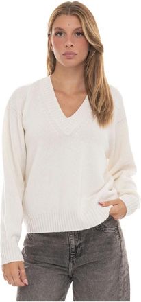 VANIS&Eacute; Cashmere Silk V-Neck Pullover - Dames - Cashmere truien - Wit - L - Kasjmier - Truien & Vesten