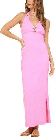 Surf Gypsy Crinkle Knit Halter Maxi Dress