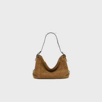 Diesel D-Line-Shoulder bag in waxed suede - Shoulder Bags - Woman - Brown