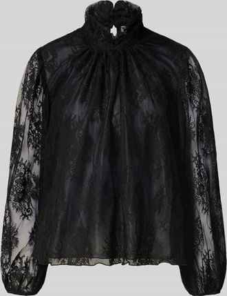 Rinascimento Rinascimento Regular Fit Bluse aus Spitze mit Stehkragen in Black, Gr&ouml;&szlig;e XL