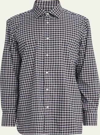 100Hands Mens Cotton Plaid Classic-Fit Sport Shirt