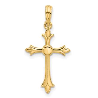 Diamond2Deal 14k Yellow Gold Fancy Cross Charm Pendant