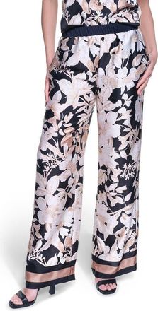 Karl Lagerfeld Floral Print Wide Leg Pants in Midnight Combo at Nordstrom, Size X-Large