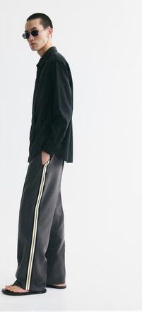H&M Relaxed-fit Pants in Dark Gray Melange/striped at Nordstrom, Size Xx-Large