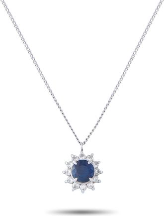 Luxury Bazaar Platinum 0.36ct Diamond and Sapphire Pendant Necklace MF30-041326