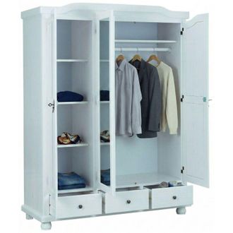 Dmora Armadio Multiuso 2 Ante Somma, 4 Ripiani, 3 Cassetti, Apertura Battente, 150x200h cm Bianco
