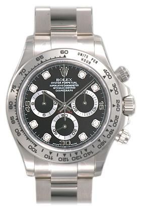 Rolex Cosmograph Daytona Black With 8 Diamonds Dial 18K White Gold Oyster Bracelet Automatic Mens Watch 116509BKDO