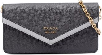 Prada Pre-owned Prada Bicolor Saffiano Lux Envelope Double Flap Wallet on Chain KQCPR0NXDUC0C4VR