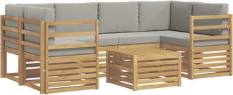vidaXL Conjunto De Sof&aacute;s De Exterior 7 Uds. Blanco Y Gris Claro Vidaxl