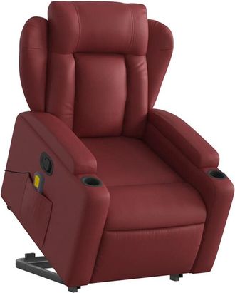 vidaXL Vidaxl - Sill&oacute;n Reclinable De Masaje De Pie Cuero Artificial Rojo Tinto