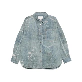 Gestuz Denim Shirts, female, Blue, Size: XS Printed Pocket Shirt