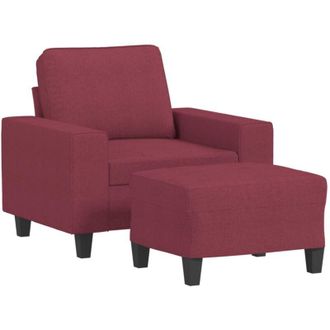 vidaXL Vidaxl - Sill&oacute;n Con Taburete Tela Rojo Tinto 60 Cm