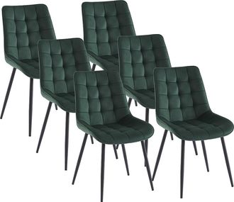 Vente-Unique Lote de 6 sillas acolchadas - Terciopelo y metal negro - Verde - OLLUA