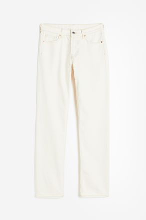 H&M Straight Regular Jeans - Cremefarben