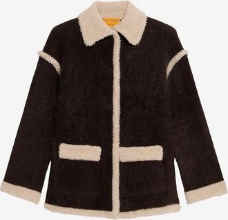 Guest In Residence Kurzer Strickmantel mit Hemdkragen Grizzly