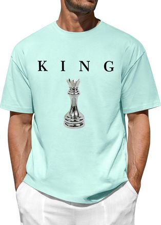 Heekpek Mens T Shirt Short Sleeve Cotton Summer Casual Mens T-Shirts Crew Neck Classic Letter Print Basic Tops Tee for Men(Green,XL)