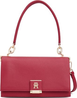Tommy Hilfiger Womens Leather Shoulder Bag with Removable Crossbody Strap, Rouge, One Size