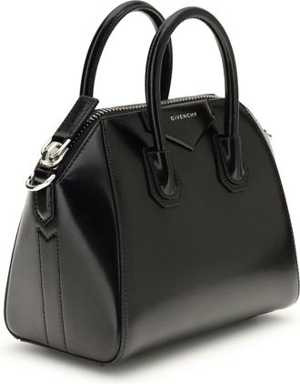 Givenchy Womens Box Leather Antigona Mini Handbag Black Calf Bos Taurus Handbags Hand Bags