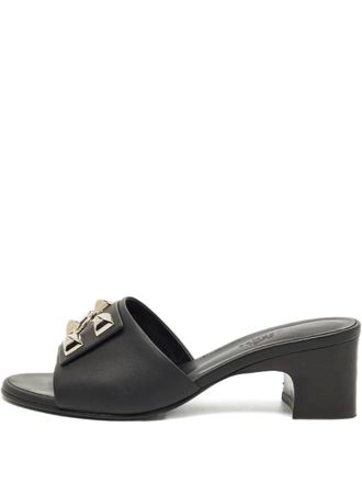 Hermès Dreamy leather heeled sandals - Nero