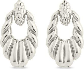 Sterling Forever Enid Textured Doorknocker Drop Earrings in Silver at Nordstrom