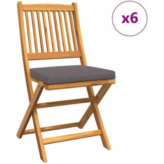 vidaXL Vidaxl - Silla Plegable Con Coj&iacute;n Plegable 6 Pcs Gris 49 X 57.5 X 92cm