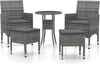 vidaXL Juego De Muebles De Jard&iacute;n 5 Piezas Rat&aacute;n Sint&eacute;tico Gris Vidaxl