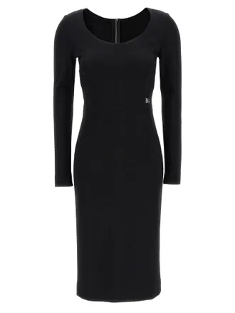 Dolce & Gabbana Black Viscose Midi Womens Dress
