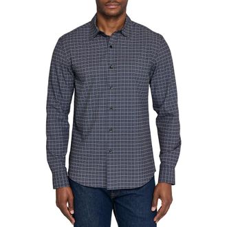 W.R.K Basic Slim Fit Black & Grey Plaid Performance Button-Up Shirt at Nordstrom, Size Xx-Large