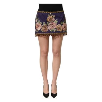 Dolce & Gabbana Floral Jacquard Mid Waist Mini Skirt - female - Dolce & Gabbana - Short Skirts - Purple - S - Skirts
