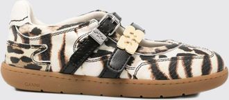Ganni Sporty Animalier Print Mary Jane Ballerina Flats with Butterfly Logo