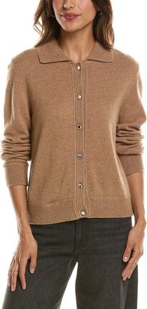 Fort&eacute; Cashmere Rib Trim Wool & Cashmere-Blend Polo Cardigan