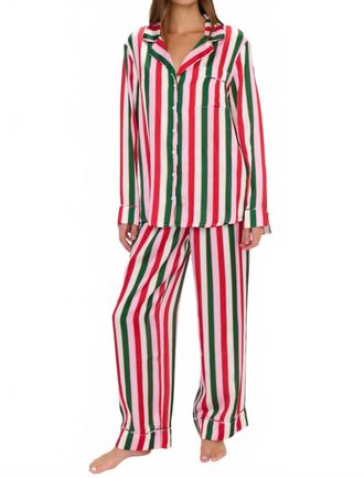 Show me your Mumu Classic Silky Pj Set In Jolly Stripes