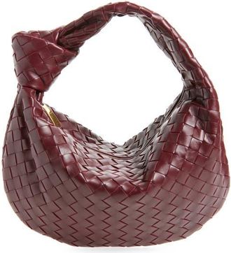 Bottega Veneta Teen Jodie Intrecciato Leather Hobo in Barolo-Gold at Nordstrom