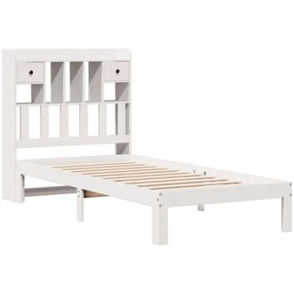 vidaXL Bookcase Bed without Mattress White 90x200cm Solid Wood Pine Vidaxl