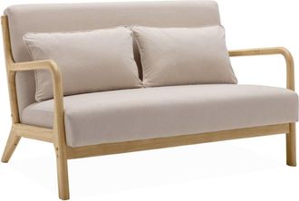 Sweeek Banco de diseño en madera y tela, beige