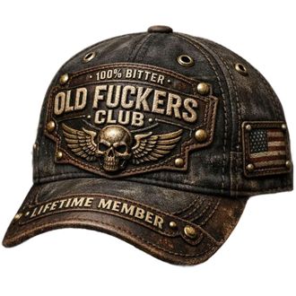 Generic Old Fuckers Club-Vintage Baseball Cap, Old Fuckers Club Adjustable Distressed Hat Embroidered 100% Bitter Lifetime Member (A)