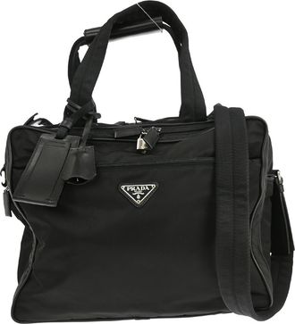 Prada Vintage Handbag Tessuto Black Nylon Handbag (Pre-Owned)