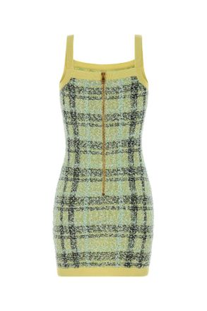 Balmain Womens Straps Dress Yellow Viscose Nylon Polyester