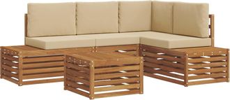 vidaXL 5 Uds. Conjunto De Sof&aacute;s De Exterior Natural Y Beige Vidaxl