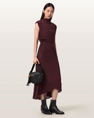 AllSaints Rayanna Pleated Midi Dress