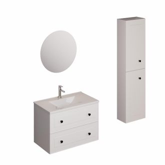 Puma Naturel - Conjunto De Ba&ntilde;o Con Lavabo Que Incluye Grifo De Lavabo, Ca&ntilde;o Y Sif&oacute;n Forli Blanco Brillante (ksetforli12)