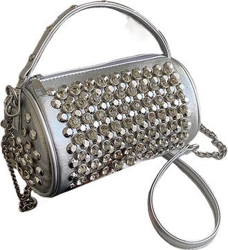 Generic Shoulder Bag - Punk Style Wristlet Purse Organizer, Cylinder Square Studded Tote Bags, Rock Fashion Bag for Girls Women, Trendy Stylish Casual Accesso