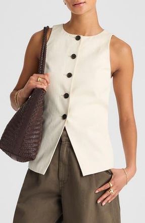 Madewell Crewneck Cutaway Drapey Twill Vest in Vintage Ivory at Nordstrom Rack, Size 4